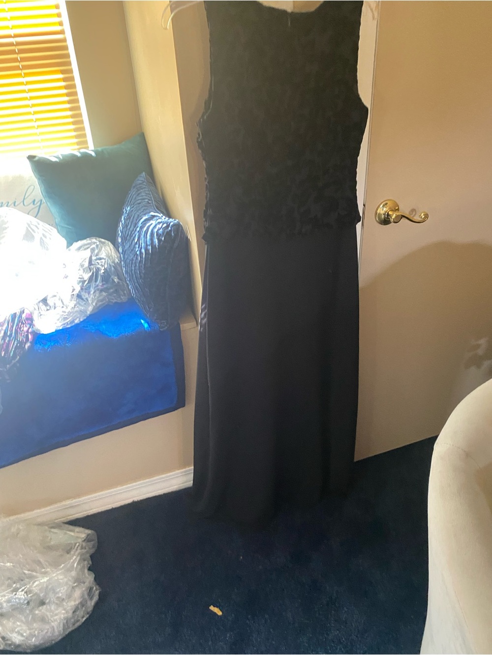 Black Sleeveless Maxi Dress with Textured Bodice